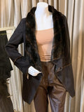 Michael Kors Soft Faux Suede Fur Draped Brown Designer Jacket Sz M NWT MSRP $395