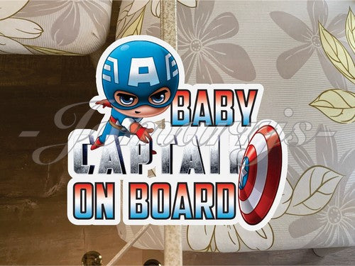 Captain America Baby on Board Sticker Marvel Comics Avengers Patriotic Chibi