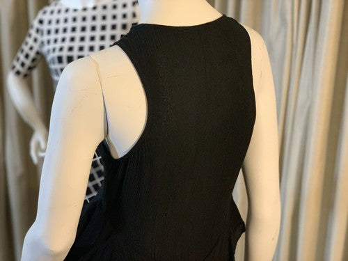 BCBG Long Black Casual Sleeveless Peplum Summer Dress Maxi Ruffle Waist - $138