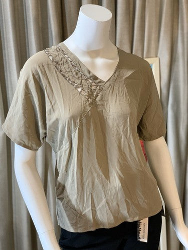 Vintage Tess Shirt Paris Milano Tan Beige Dress Shirt Classy