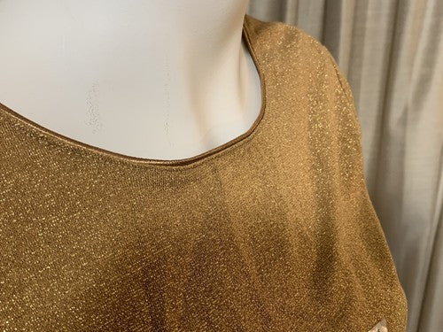 White Stag Womens Size 8 / 10 Gold Metallic Long Sleeve Shirt Crewneck Holiday