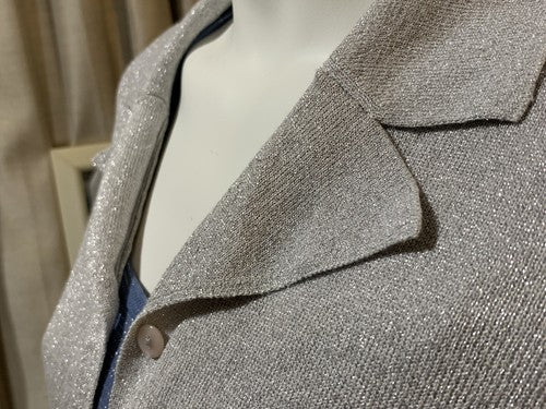 Style & Co Petite Women Long Sleeve Metallic Knit Top Button Shirt Cardigan M