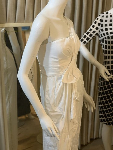 BCBGMAXAZRIA Women’s White One Shoulder Front Slit Maxi Sun Dress NWT MSRP $288
