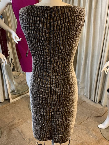 Lafayette 148 Textured Bronze Sleeveless Stretch Bodycon Dress Sz 10 MSRP $598