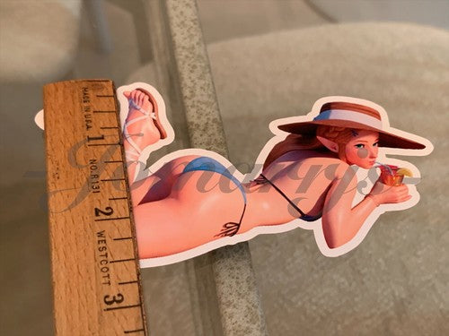 The Legend Of Zelda - Anime - Princess Zelda Bikini Sun Fun Sticker Decal #1