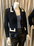 Dani Max Petite Vintage Dark Blue White Blazer Jacket Sz 10 NWT MSRP $99