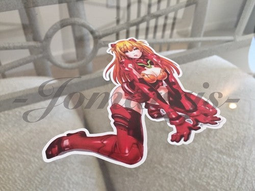Neon Genesis Evangelion Asuka Langley Kneeling Sticker Decal