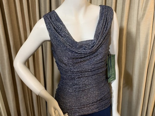 R & M Collection Sleeveless 2 Tone Silver Blue Evening Dress Sz 10 NWT MSRP $120