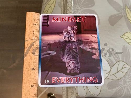 Motivational “Mindset Is Everything” Inspiring Tiger Cat Sticker Decal wall art