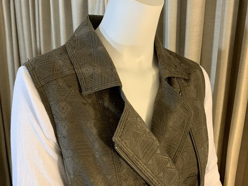 NWT Hinge Olive Tarmac Medium Vest Brown Asymmetrical Zipper Sleeveless
