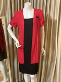 Dana Kay Red Black Sheath 2 Pc Set Dress Jacket Combo NWT MSRP $82