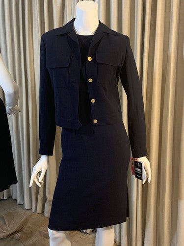 David Warren New York Women’s Navy Blue Dress & Jacket 2 Pc Set Sz 6 MSRP $158