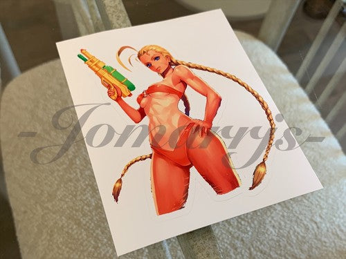Street Fighter Anime Cammy White “Soaker” Bikini Sun Fun Sticker Decal Vinyl #3