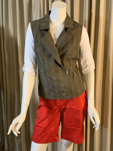 NWT Hinge Olive Tarmac Medium Vest Brown Asymmetrical Zipper Sleeveless