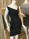 David Meister Blk White Sleeveless Zip Cocktail Dress Open Back Tie Up NWT $260