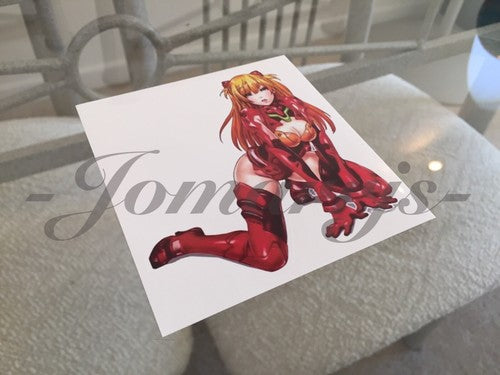Neon Genesis Evangelion Asuka Langley Kneeling Sticker Decal