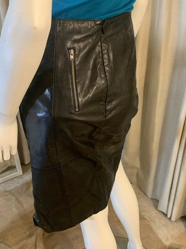 Halogen Black Genuine Luxury Fine Leather Lined Skirt Sz 10 NWT MSRP $228