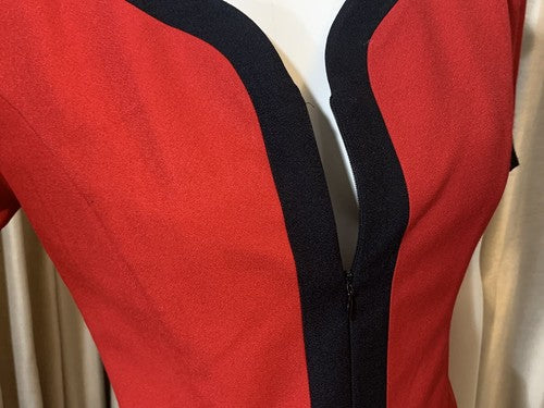 Lois Snyder Dani Max Women’s Zip Up Dress Skirt Red Black Business Sz 6 MSRP $88