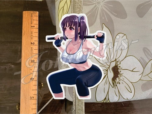 Anime Pin Up Girl 21 "Leg Day" Sticker Decal fun  sexy art oppai ecchi waifu