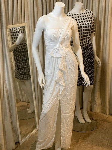 BCBGMAXAZRIA Women’s White One Shoulder Front Slit Maxi Sun Dress NWT MSRP $288