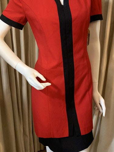 Lois Snyder Dani Max Women’s Zip Up Dress Skirt Red Black Business Sz 6 MSRP $88