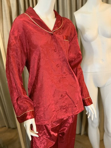 Intimate Options Long Red Nightgown Womens Long Sleeve Floral Size XL