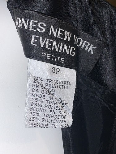 Jones New York Evening Petite Black Maxi Peplum Sheath Cocktail Dress MSRP $182