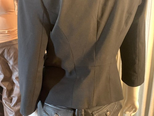 CALVIN KLEIN Black Gold Accent Open Front Drape Blazer Jacket Sz 8 NWT MSRP $129