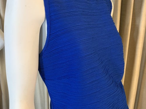 INC International Concepts Blue Ribbed Crew Neck Sleeveless Shirt Top  L Blouse