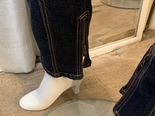 Philippe Adec Women’s Designer Indigo Blue Denim Jeans Pants Sz 6 Ankle Zip NWT