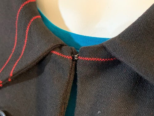 Grace Brittania Black Red Open Front Collared Jacket Coat Sz 8 NWT MSRP $118