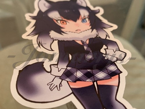 Kemono Friends - Anime - Gray Wolf Chibi Custom Sticker Decal Vinyl laptop a