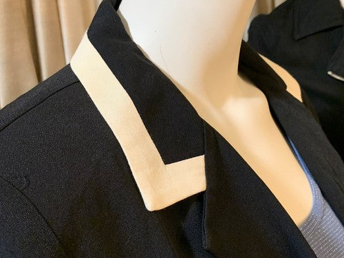Dani Max Petite Vintage Dark Blue White Blazer Jacket Sz 10 NWT MSRP $99