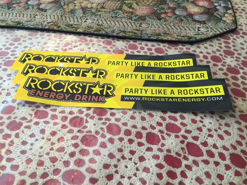 3 New Rockstar Energy Drink 13.5"x2.5" Bumper Stickers / Decals / Signs -- Rare