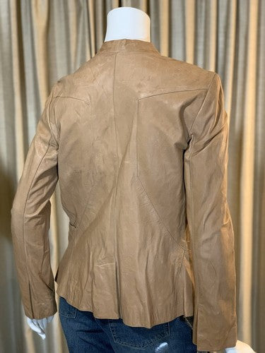 NWT Haute Hippie Women’s Light Brown Soft Lamb Leather Jacket Silk Lined Sz M