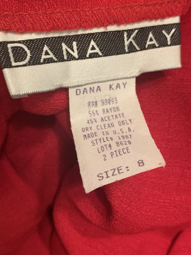 Dana Kay Red Black Sheath 2 Pc Set Dress Jacket Combo NWT MSRP $82