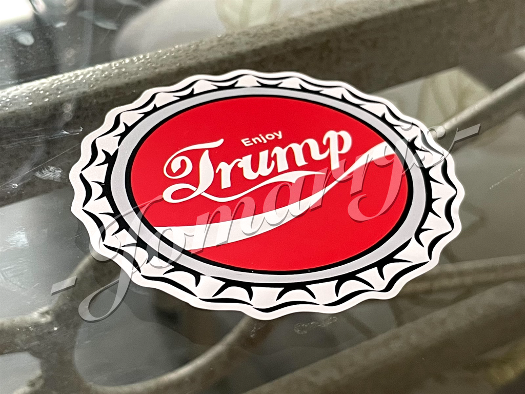 Custom Parody Enjoy Donald Trump Coca-Cola Fan Sticker Decal MAGA 45 47 vance