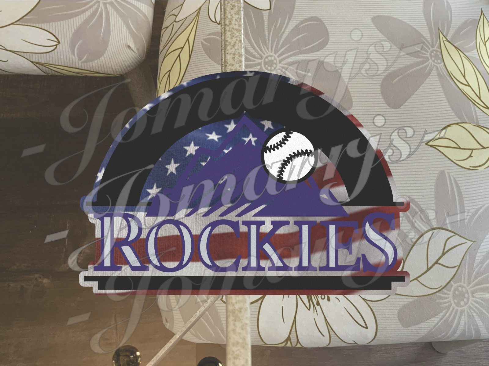 Colorado Rockies Custom American Flag MLB Sticker Decal 2-18" waterproof