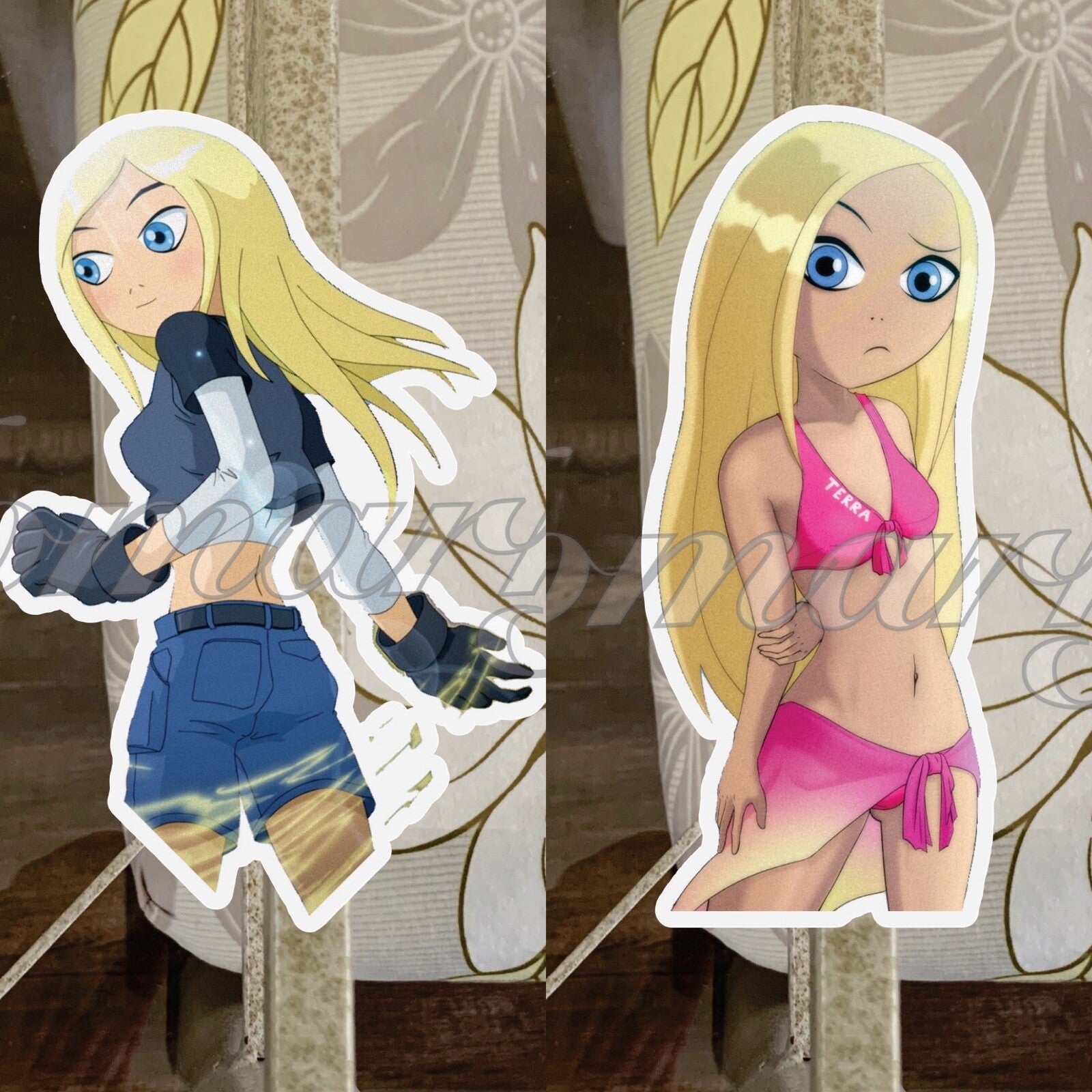 Teen Titans Terra Anime Bikini Sticker Decal ecchi sexy sun fun #1-2 a. b.