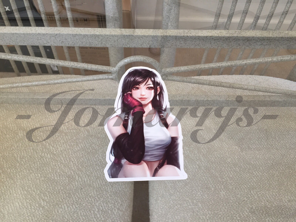 Final Fantasy Gaming Tifa Lockhart "Ponder” Sticker Decals Vinyl ff 7 anime