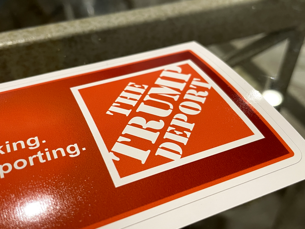 Parody Donald Trump "Deport" The Home Depot Ad Bumper Sticker Dark Humor MAGA