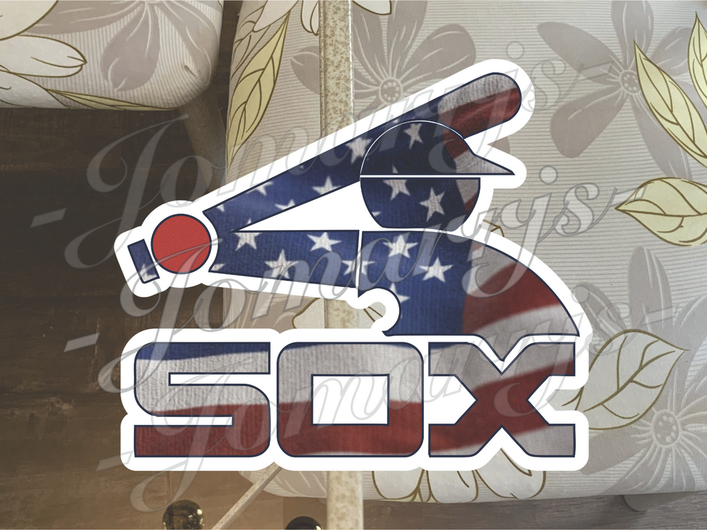 Chicago White Sox Custom American Flag MLB Sticker Decal 2-18" waterproof