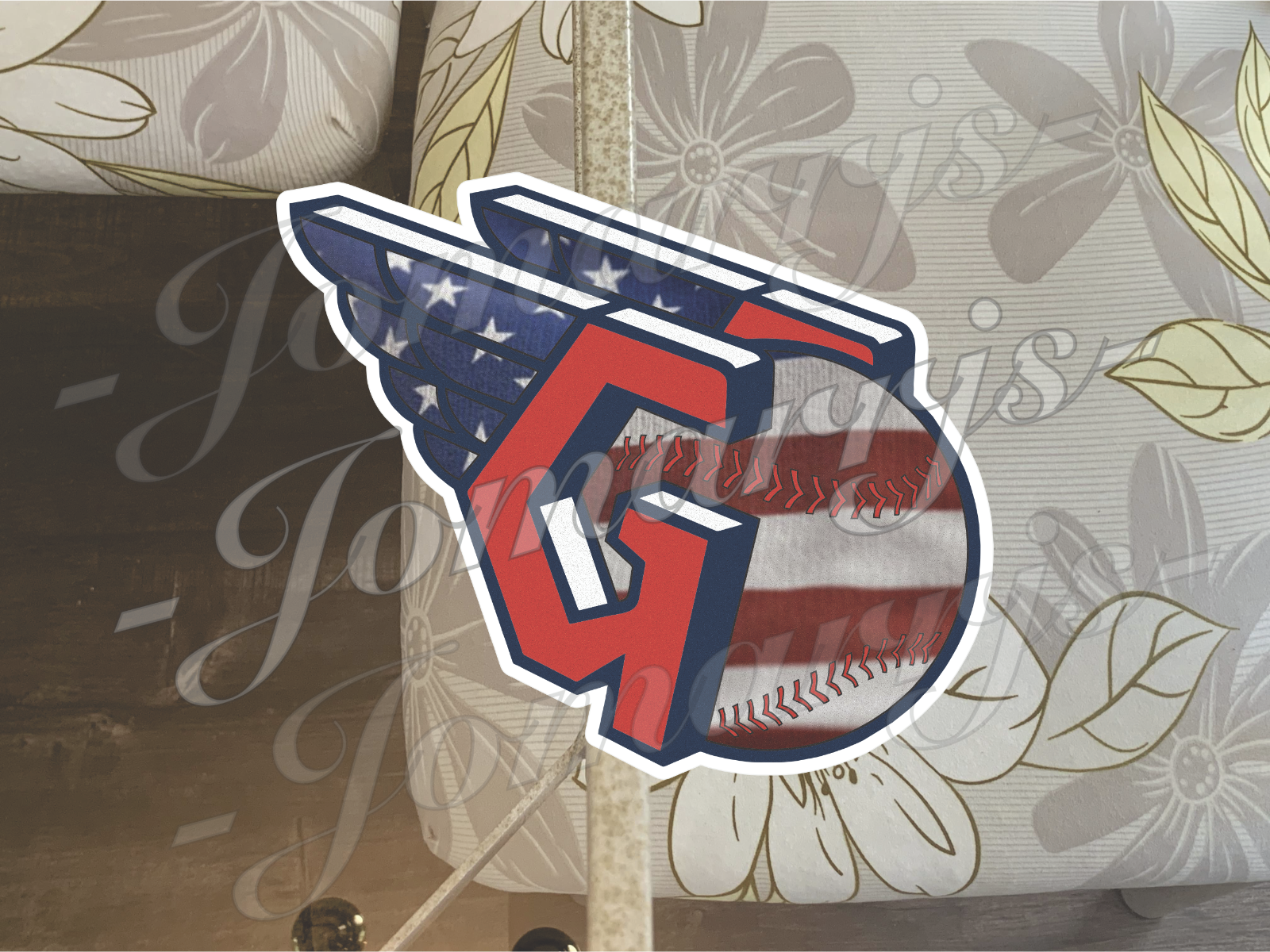 Cleveland Guardians Custom American Flag MLB Sticker Decal 2-18" waterproof