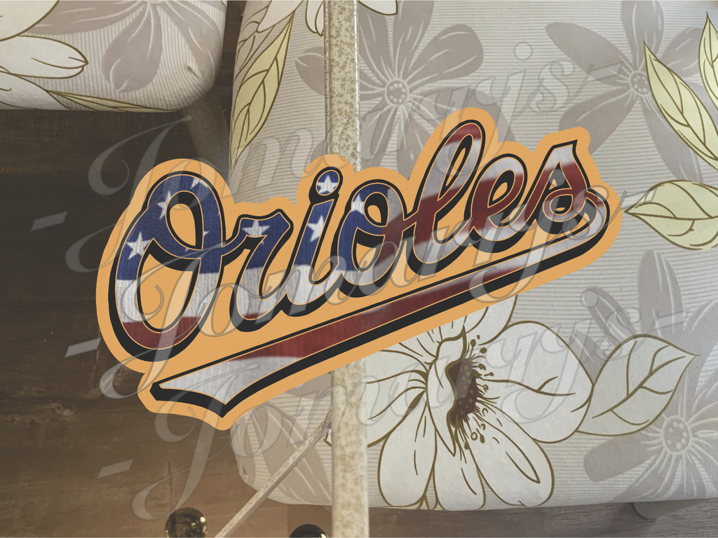 Baltimore Orioles Custom American Flag MLB Sticker Decal 2-18" waterproof