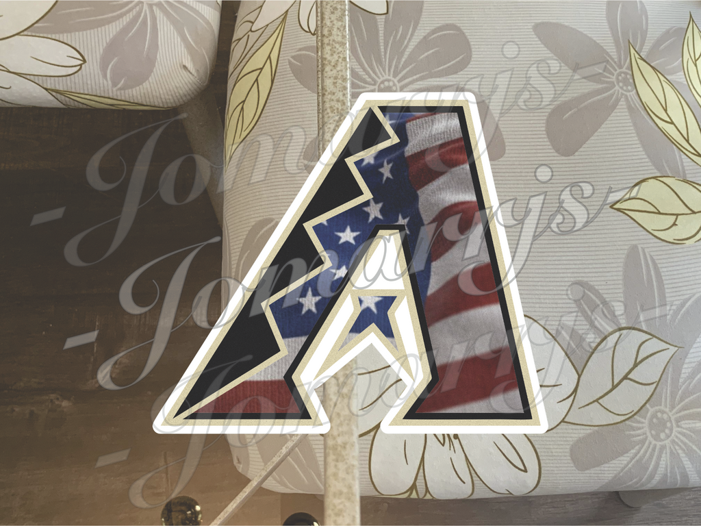 Arizona Diamondbacks Custom American Flag MLB Sticker Decal 2-18" waterproof