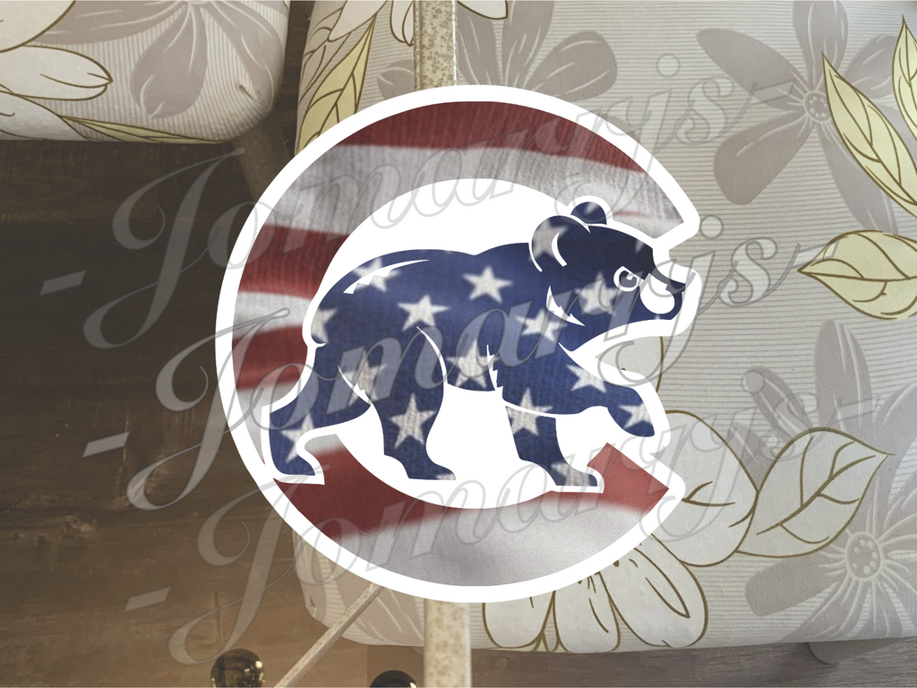 Chicago Cubs Custom American Flag MLB Sticker Decal 2-18" waterproof