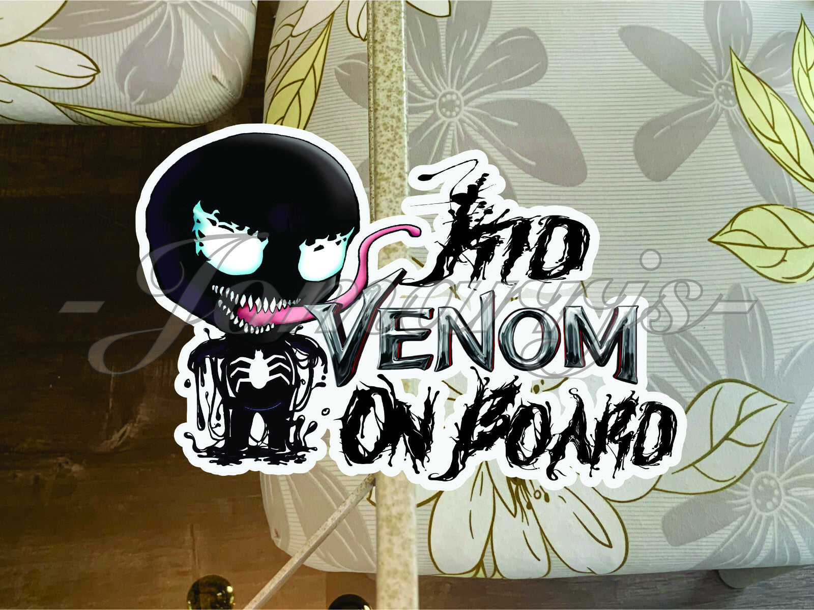 Custom Chibi Venom Baby (or Kid) on Board Sticker Decal Marvel Spiderman comic