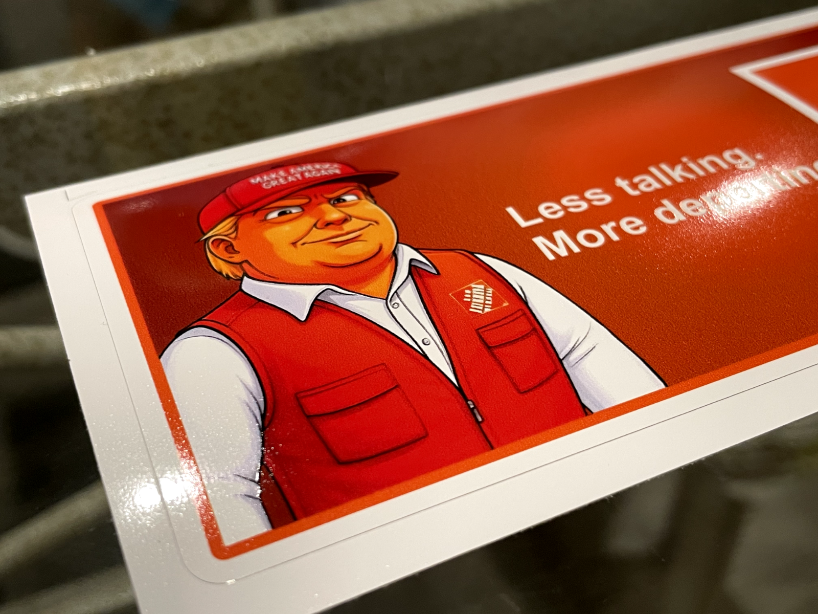 Parody Donald Trump "Deport" The Home Depot Ad Bumper Sticker Dark Humor MAGA