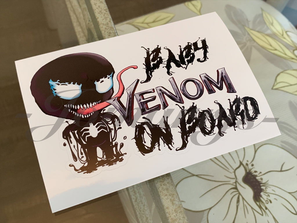 Custom Chibi Venom Baby (or Kid) on Board Sticker Decal Marvel Spiderman comic