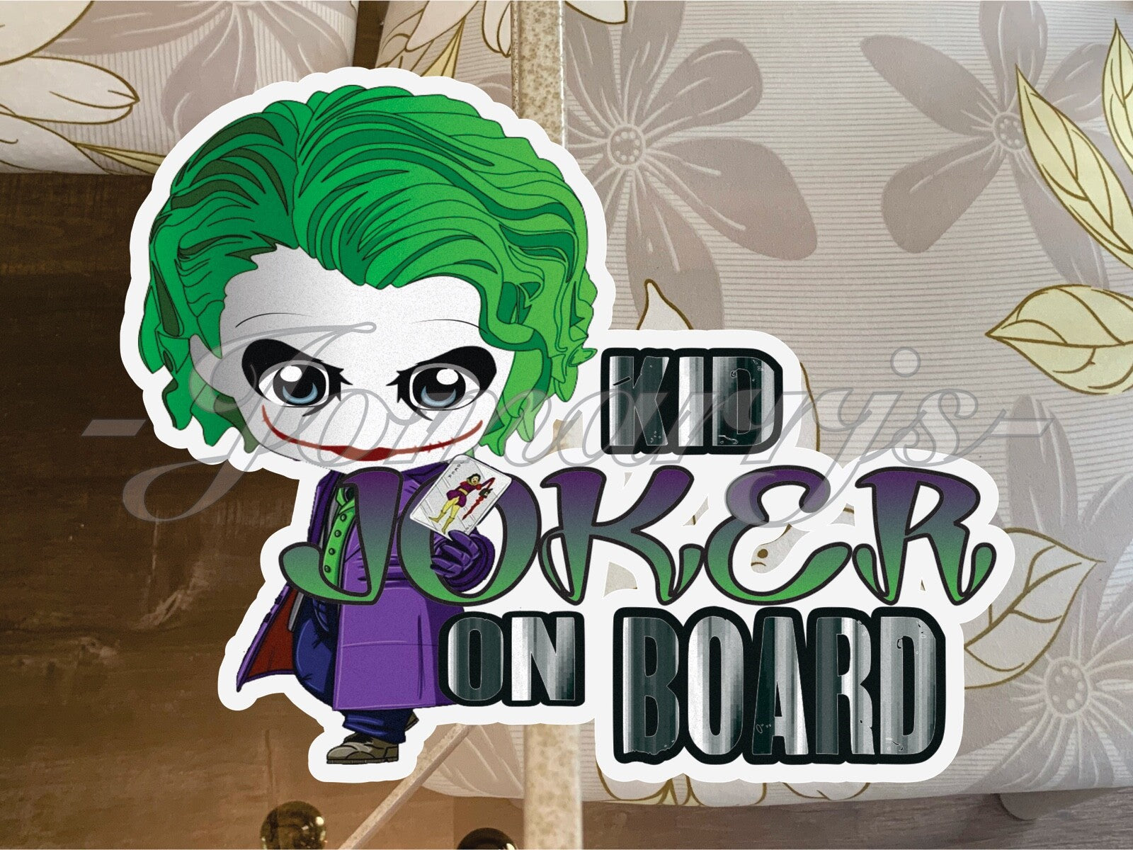 Custom Chibi Joker Baby (or Kid) on Board Sticker Decal Cute DC comics Batman
